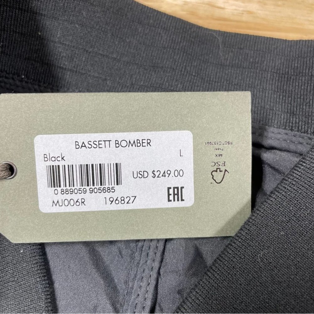 AllSaints NWT Men's Bassett Bomber Jacket Black Size L Zip Pockets Lightweight - Picture 8 of 10